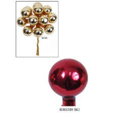 20MM Burgundy Glass Ball With Wire  (Lot of 1 Box - 12  Bunches Per Box) SALE ITEM